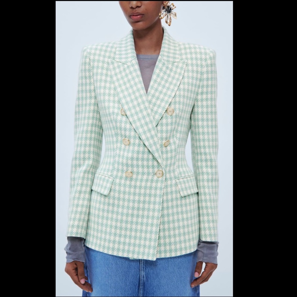 ZARA NWT TAILORED GREEN BLAZER SZ S